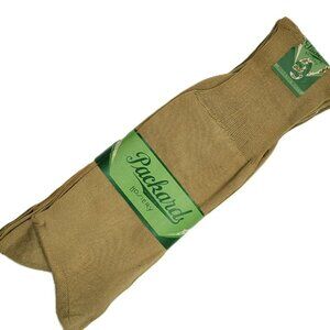 Vintage Men's Khaki Socks 6 Pair Fine Mercerized Cotton Packard Hosiery NOS